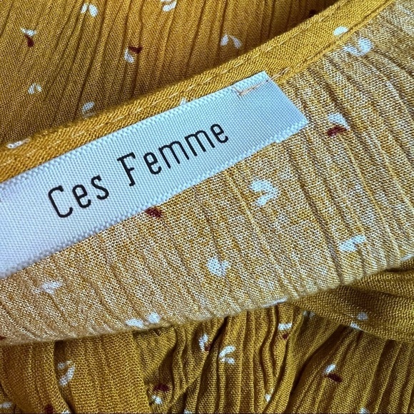 Ces Femme Mustard Ruffle Wrap Dress‎ Size S/M Summer Dress - Picture 8 of 11